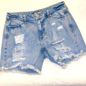 BLUE SPICE Distressed Jean Shorts